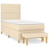 Box Spring Bed with Mattress Cream 90 x 190 cm Fabric