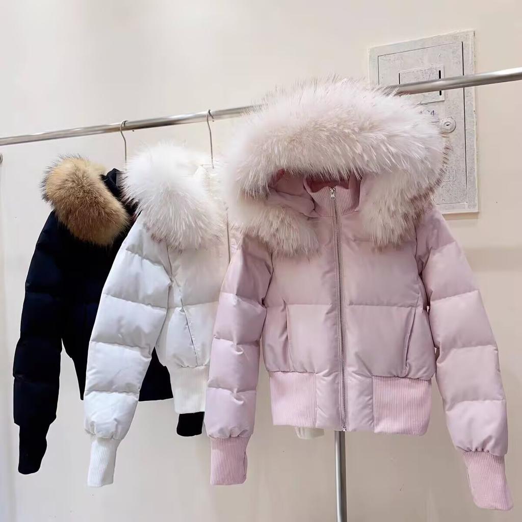 Women's Waist-tight Short Padded Coat, Winter Korean Style Faux Fur Collar Slim Thick Warm Cotton Outerwear