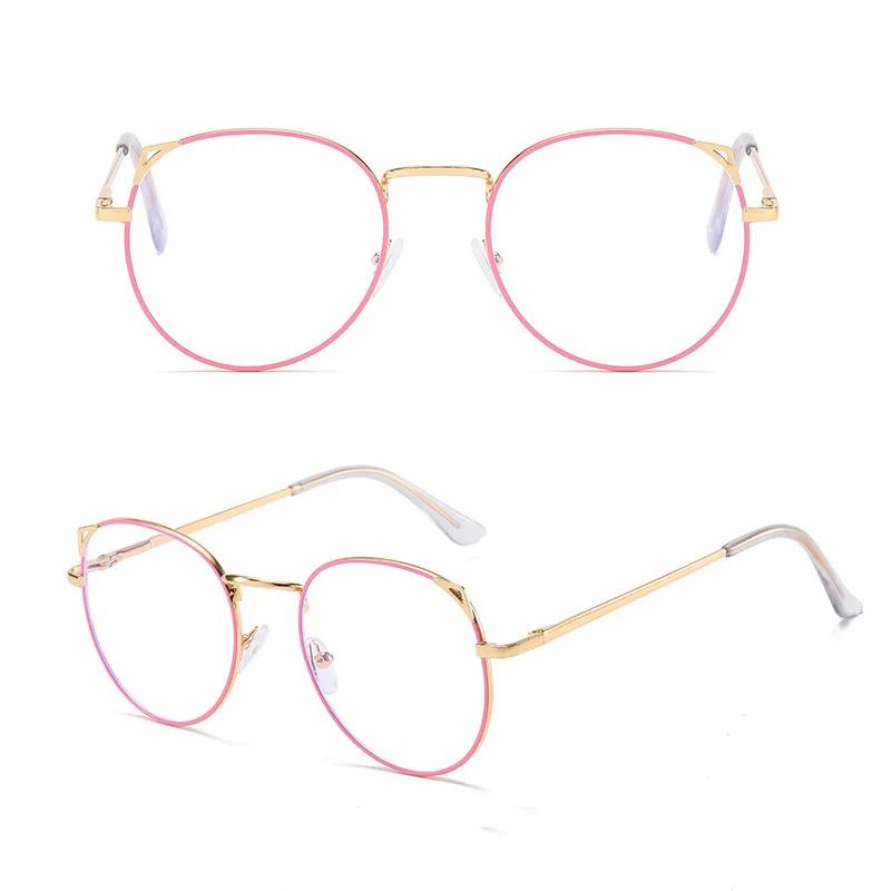 

Cat Ear Shaped Myopia Glasses Anti-Blue Light Eyewear Oversized Round Metal Near Sight Glasses Diopter -0.5 -1.0 -1.5 -2.0 -6.0 0