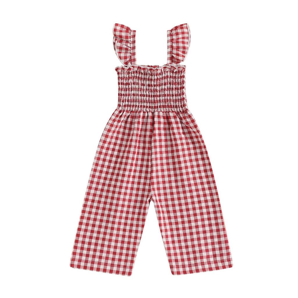 Kids Girl Overalls Clothes Infant Baby Kids Girl Sleeveless Plaid Print Romper Jumpsuit Playsuit Sunsuit Outfits Clothes