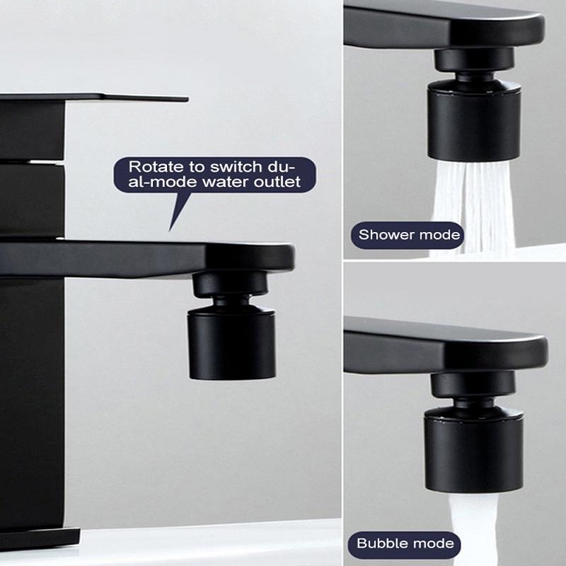 Neue 2-Modus-Waschbecken-Wasserhahndüse aus Messing, 360 ° drehbar, Spritzschutz-Wasserhahnbelüfter, Küchenspüle, Druckwasserhahnbelüfter, Bubbler