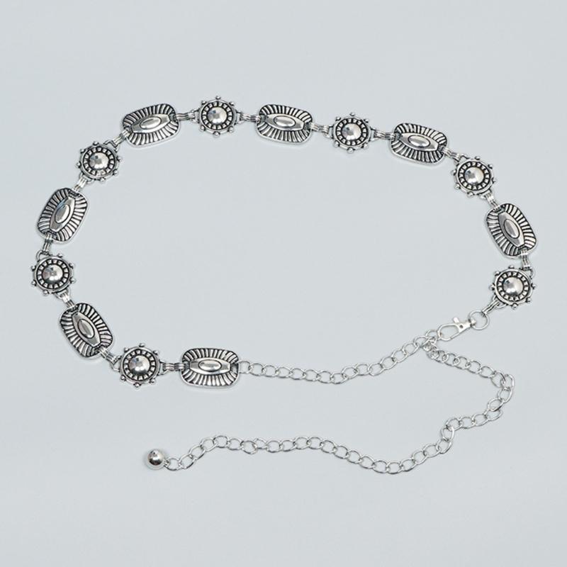 Delicate Carved Flower Buckle Waist Belt Women Coat Dress Belt Thin Waistband Shinning Ethnic Style Adjustable Belt