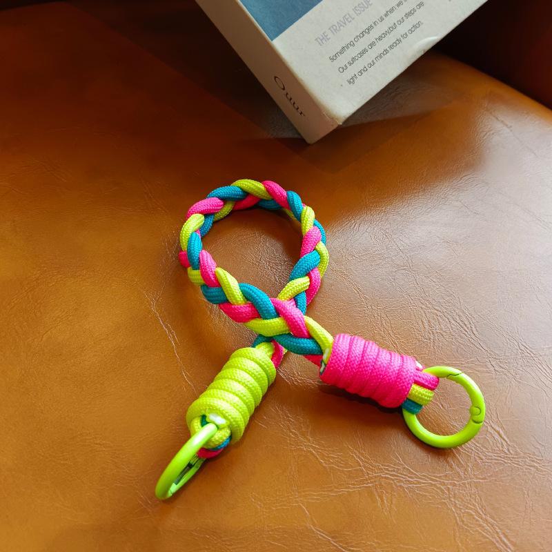 

30 см цветной плетеный шнурок для мобильного телефона со съемным кольцом для ключей - креативный дизайн с защитой от потери null ярко-розовый/красный