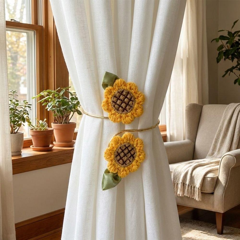 Metal Butterfly Sunflower Curtain Straps Fabric Sunflower Curtain Holders Living Room