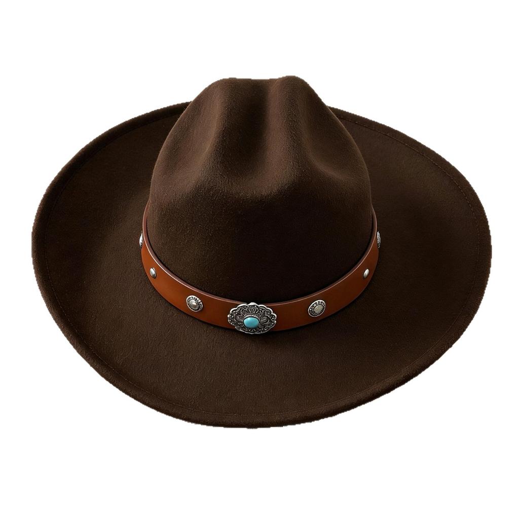 Premium Suede Felt Hat Spring and Autumn Retro Hat Women's British Top Hat European, American and Western Cowboy Hat