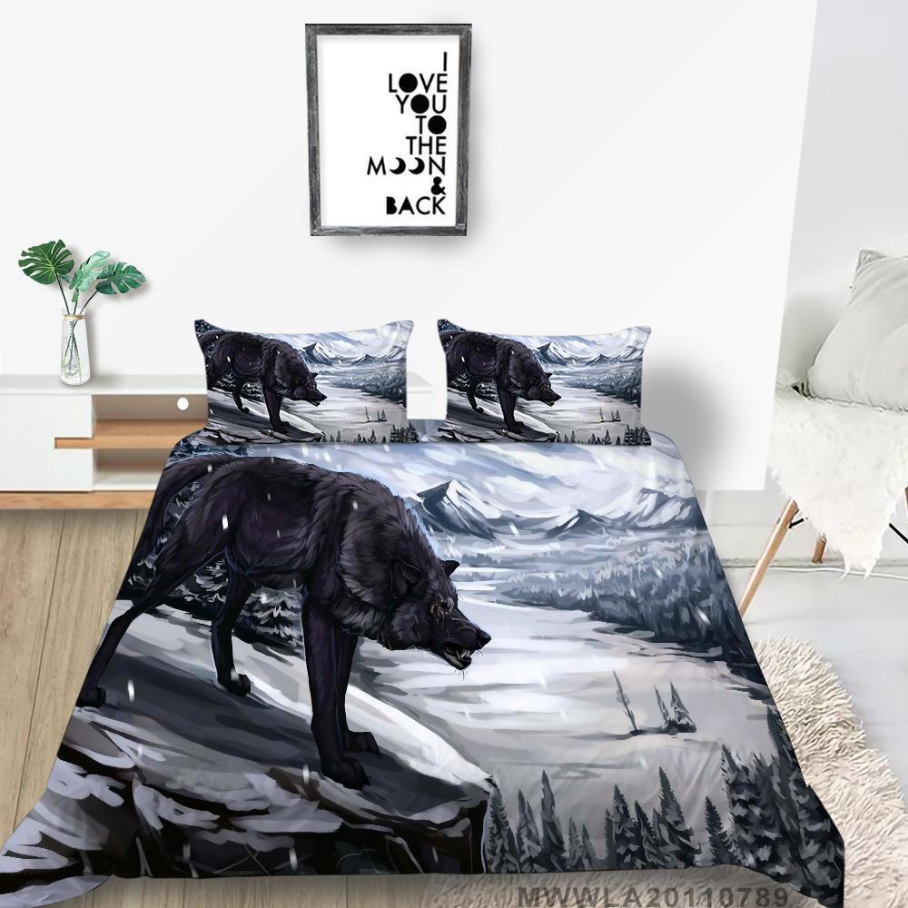 Duvet Cover Set with Pillowcase Wolf Painting Luxury Home Bed Clothes Unique Design Cool Bedding Cover Suit Fashionable