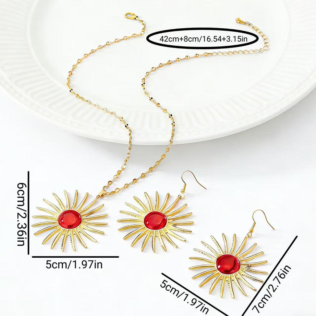 3-Piece Sunflower Necklace & Earring Set: Luxurious, Fashionable, Versatile Accessories
