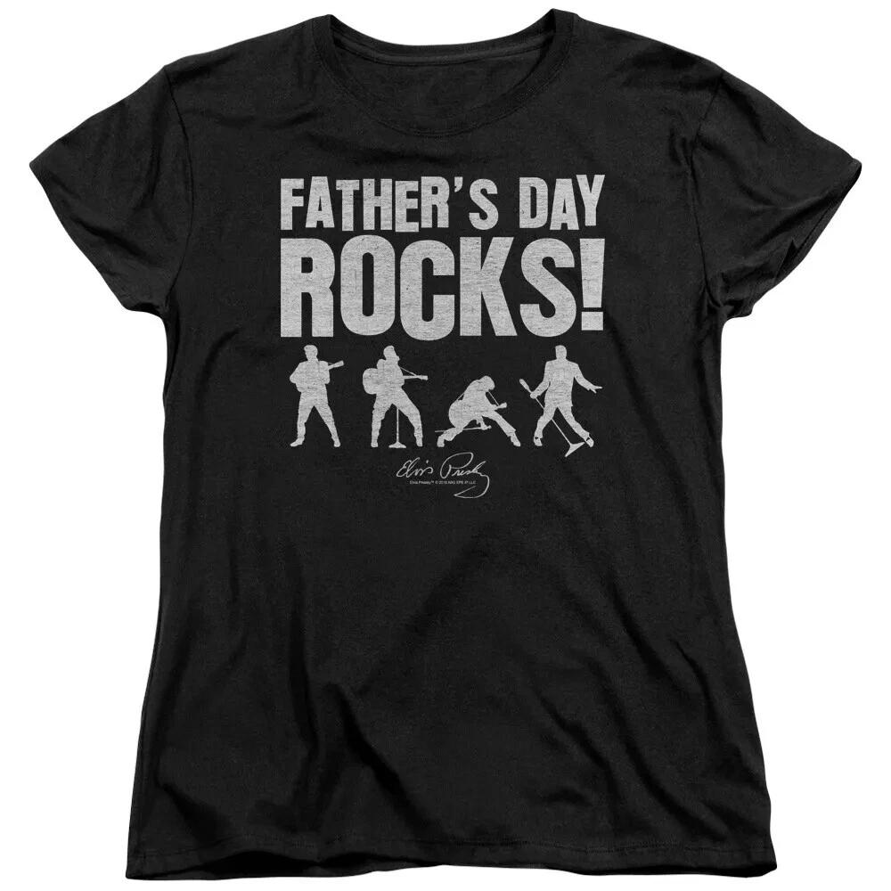 Elvis Father s Day Rocks Women s 100% Cotton T-shirt Mens Tees Top S