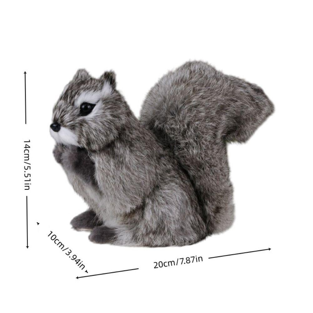 Premium Artificial Simulation Fur Squirrel Figurines Lifelike Faux Fur Animal Figurines Lovely Cute Plush Toy Desktop