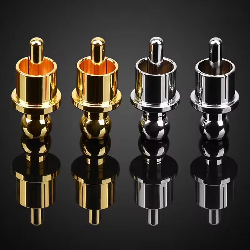 8 Stück Gold/Rhodium-beschichtete RCA-Schutzkappen Staubschutz RCA-Buchsen-Schutzabdeckung Rauschunterdrücker RCA-Kappenstecker für Audio-Lautsprecher