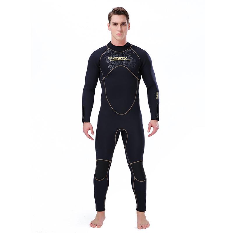 Men s 5mm Fleece-Lined Wetsuit with Sun Protection - SLINX Snorkeling and Diving Suit L