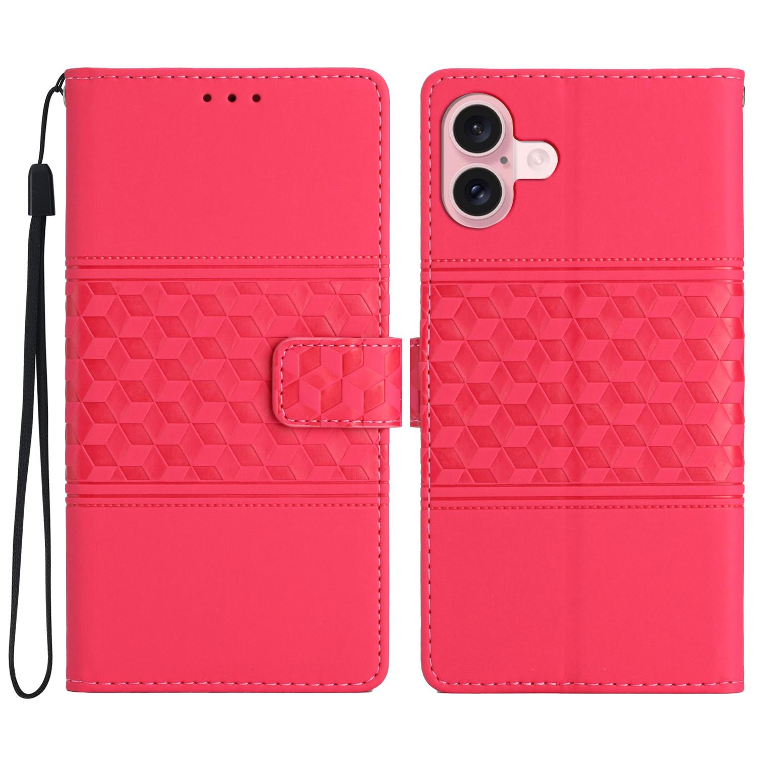

For iPhone 16 Plus Case Rhombus Leather Horizontal Flip Phone Cover F