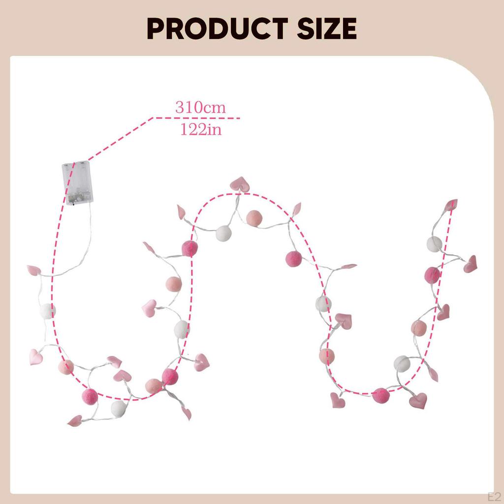 Valentine Fairy Lights with Pompoms Valentine's Day Decoration for Wedding Dining Table Party