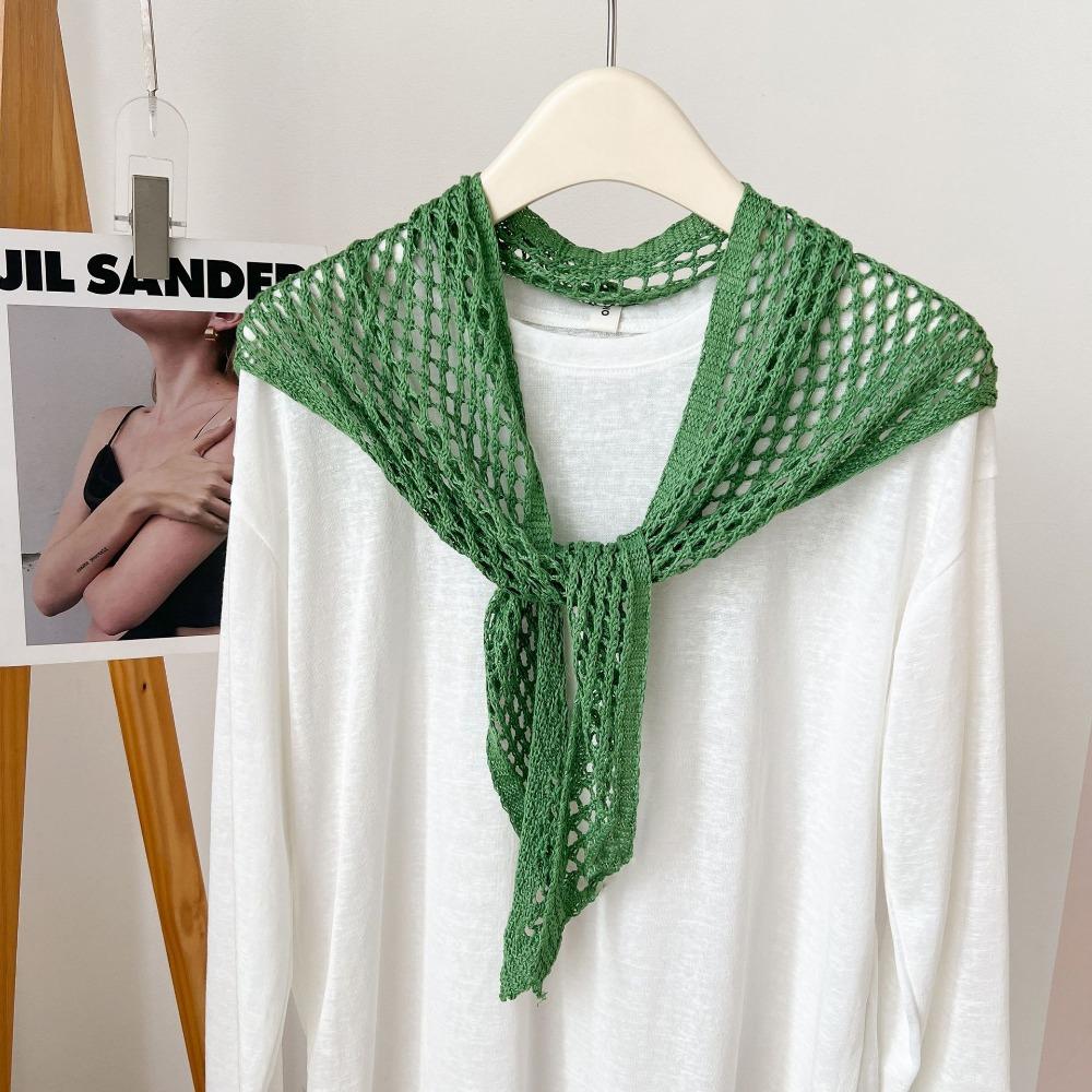 Y2K Knitted Hollow Out Scarf Bohemian Silk Scarf Simple Triangular Shawl  Female