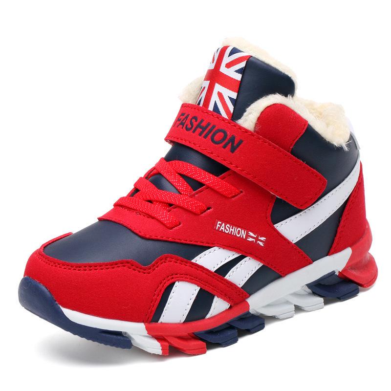 

2026 Осінь-Зима Дитячі Снігоходи Високі Утеплені Потовщені Теплі Дівчачі Бавовняні Черевики Кросівки Для Дітей Середнього та Старшого Віку Бавовняні Черевики 31 червоний