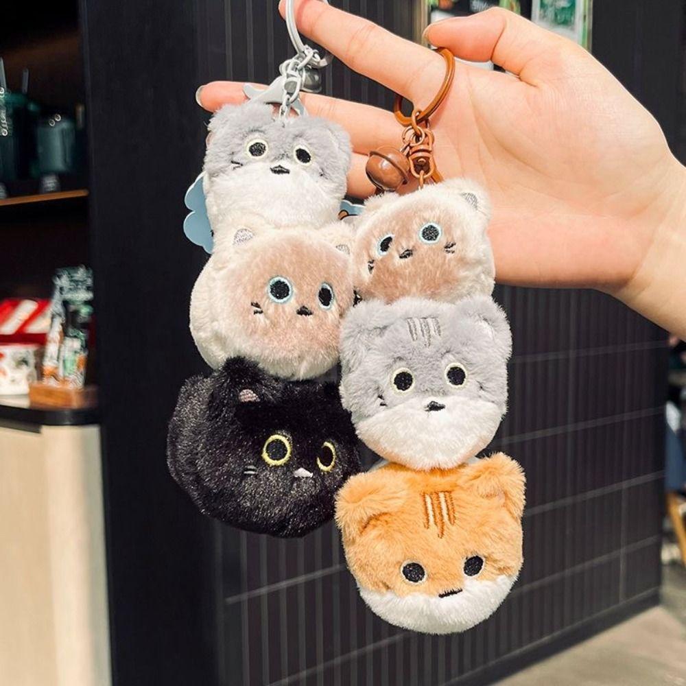 Lifelike Animal Cat Keychain Fluffy Simulation Cat Plush  Key Ring  Kids Gifts