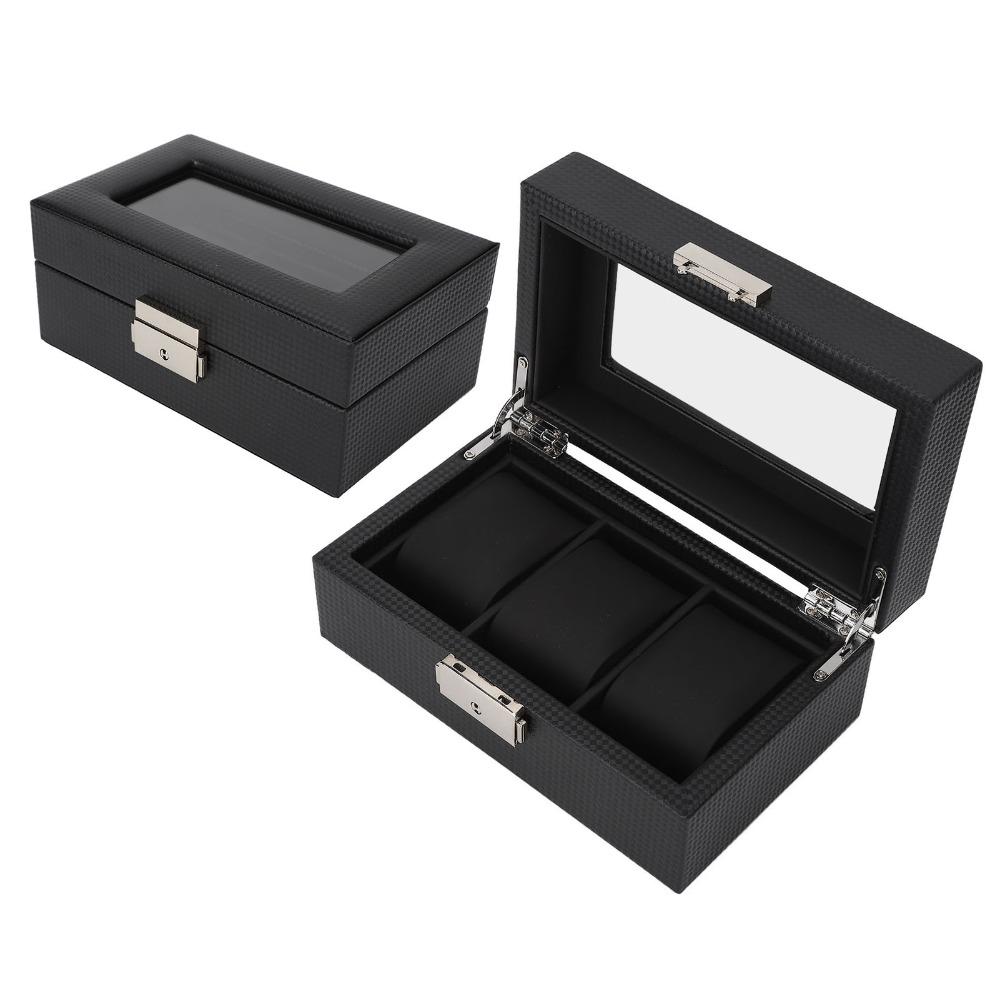 Black Watch Box Carbon Fiber Watch Display Practical Watch Storage Jewelry Display