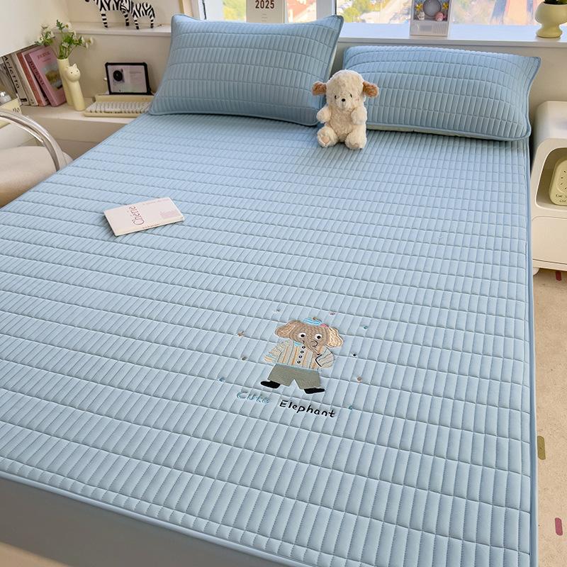 

Embroidered Quilted Quilted Sheet, Single Piece Thickened Maternal and Infant Grade Bed Sheet, Student Dormitory Washable Bedspread, Fitted Sheet 90X200cm-single bed hat