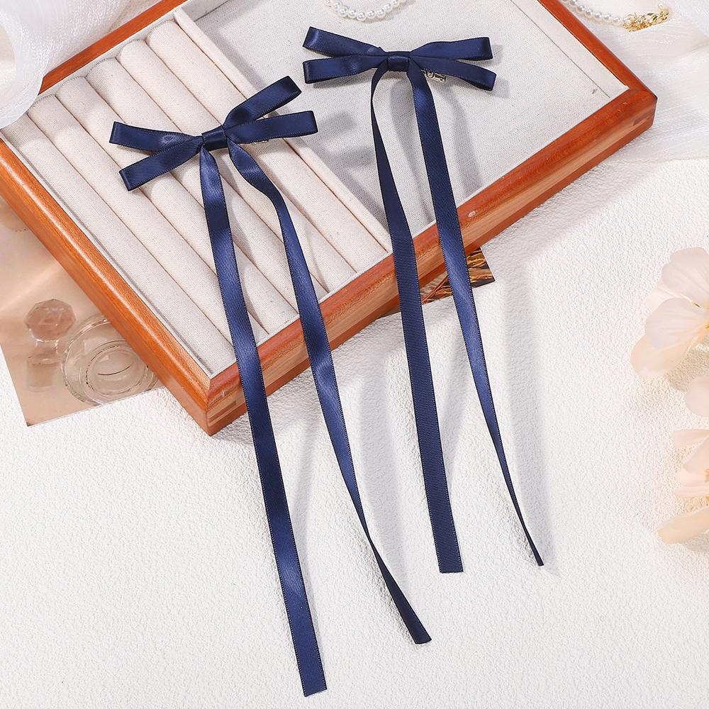 LOVEKIKI 2Pcs Long Tassel Hair Bow Hair Clips for Girl Lovely Ribbon Headwear Ins Party Ponytail Barrette Women Hair Accessories