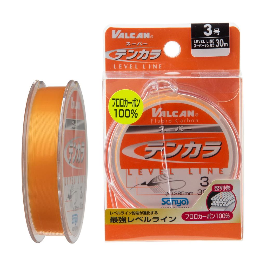 Sanyo Nylon Tenkara Line, Vulcan Super Tenkara Level Line, Fluorocarbon, 30m, Size 3, Vivid Orange