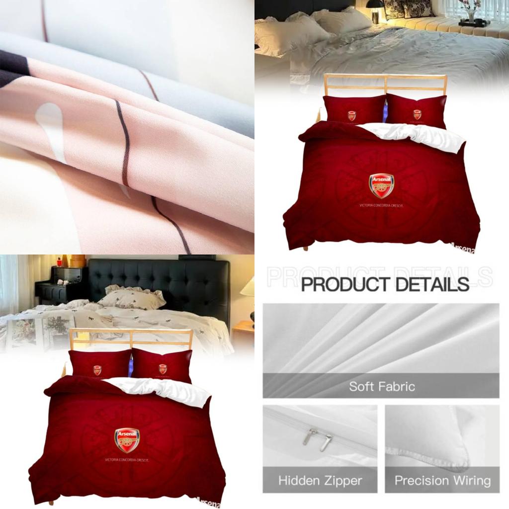 Arsenal Pattern Digital Print Bedding Set With Active Dyeing For Bed Kids Bedroom Decor