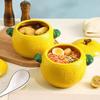 ZISIZ Lemon Ceramic Soup Bowl with Lid