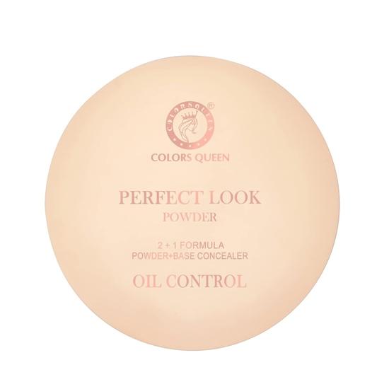 Colors Queen Perfect Look Matte Compact Powder 01 Ivory, 18g, 2-in-1 Base Concealer, Oil Control Waterproof Lightweight Face Makeup for Women