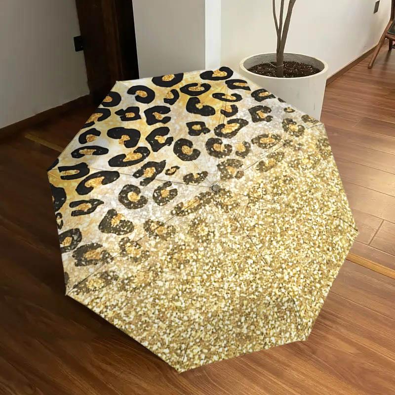 

Cheetah Print Automatic Opening Folding Umbrella with 8 Bone Iron Frame Portable Design for Outdoor Use,Festive Gift,Travel,Daily Use11