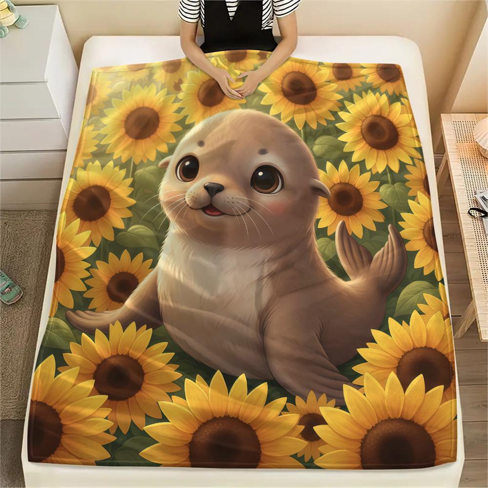 1 Manta de Franela con Estampado de Dibujos Animados, Alta Calidad, Cómoda para Todas las Estaciones, Decoración del Hogar, Calidez y Confort, Perfecta para Regalo de Navidad o Cumpleaños