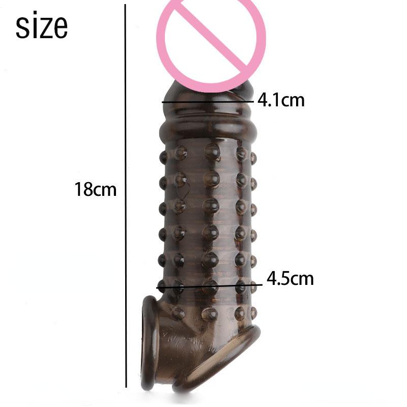 18cm Penile Sleeve Cock Lock Sperm Condoms Penis Enlargement Sleeve Sex Toys for Men Delay Ejaculation Adult Sm Sexy Products