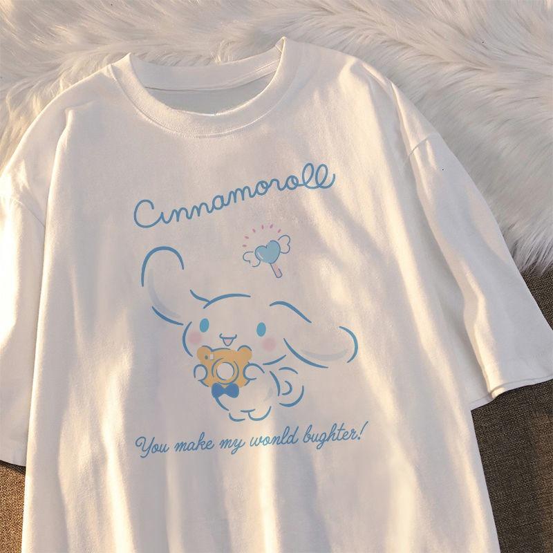 

Cinnamoroll Short Sleeved Clothing Y 2k Kawaii Unisexs Korean Fashion Pattern Tshirt Unisexs Top Linda Y2k Streetwear L