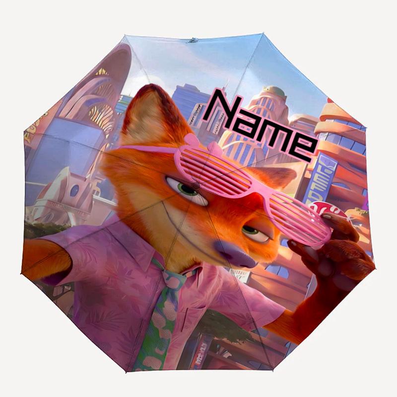 

1pc Zootopia Nick Custom Name Automatic Folding Umbrella, Durable Plastic & Iron, Lightweight for Outdoor Daily Use S1230068