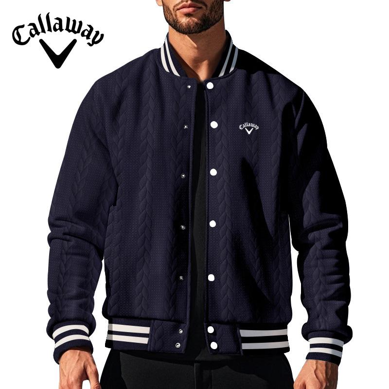 

Callaway Embroidered Spring and Autumn New Jacquard European and American Buckle Design Casual Solid Color Men s Cardigan Baseball Jacket S темно-синий