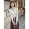 A New Large-sized Irregular Drawstring Top for Women's Autumn Wear with A Polo Collar and Shoulder