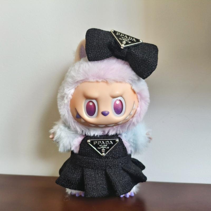 

For 17cm Labubu Doll Dress with Bow Inverted Triangle Two-Piece Set Doll Accessories Doll Ropa Clothing V1 V2 V3 Dress No dolls.