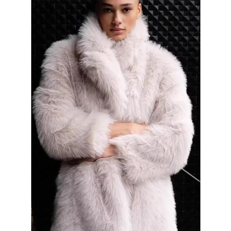 24 Fall and Winter New Women's Clothing Lapel Long Sleeves Mink-like Faux Fur Effect Coat Outwear 6318258