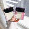 For Samsung Galaxy Z Flip 4 3 Case Gradient Waves Painted Transparent Shockproof Folding Hard Back Cover For Samsung Flip4 Flip3