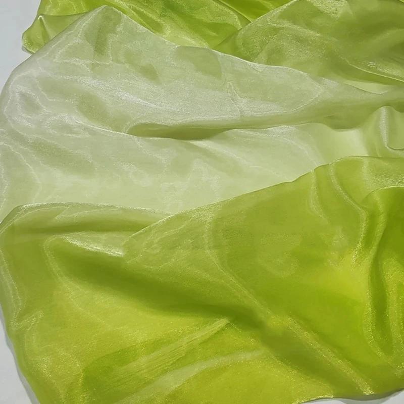 Wide 150cm Shiny Gradient Organza Fabric Glossy Thin Gauze Voile Fabric Diy Sewing Dress Hanfu Stage Costume Crafts Background
