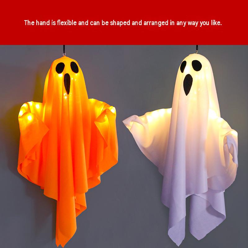 Halloween LED Decoration Light Glowing Ghost Hanging Light Spooky Room Atmosphere Decor Warm White/Multicolor 2-Pack