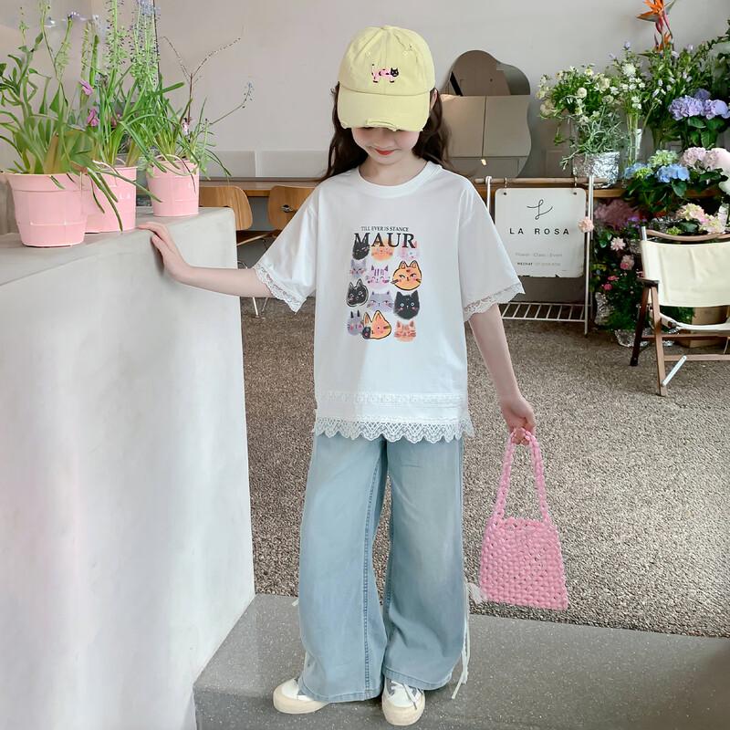 Girls' Floral Short-Sleeve Summer T-Shirt