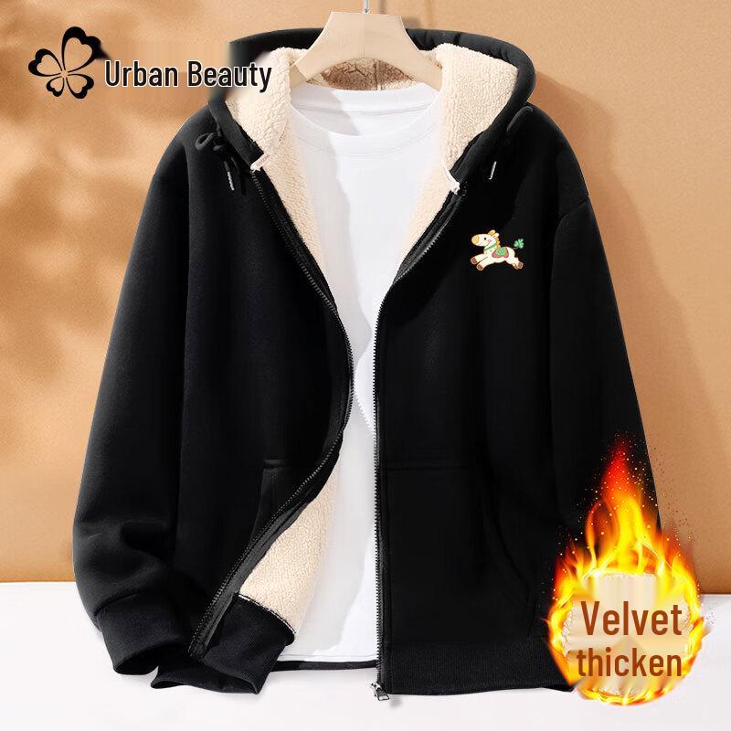 

Urban Beauty Women s Lamb Fleece Lined Hooded Cardigan Sweatshirt L