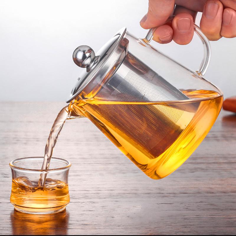 High Borosilicate Glass Teapot Thickened Heat-resistant Bubble Teapot Stainless Steel Filter Flower Teapot Kung Fu Tea Set Heat-resistant Thickening