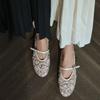 Breathable Mesh Embroidery Pearls Women Ballet Flats Spring Summer Comfort Soft Soles Mary Janes Girls Dance Shoes