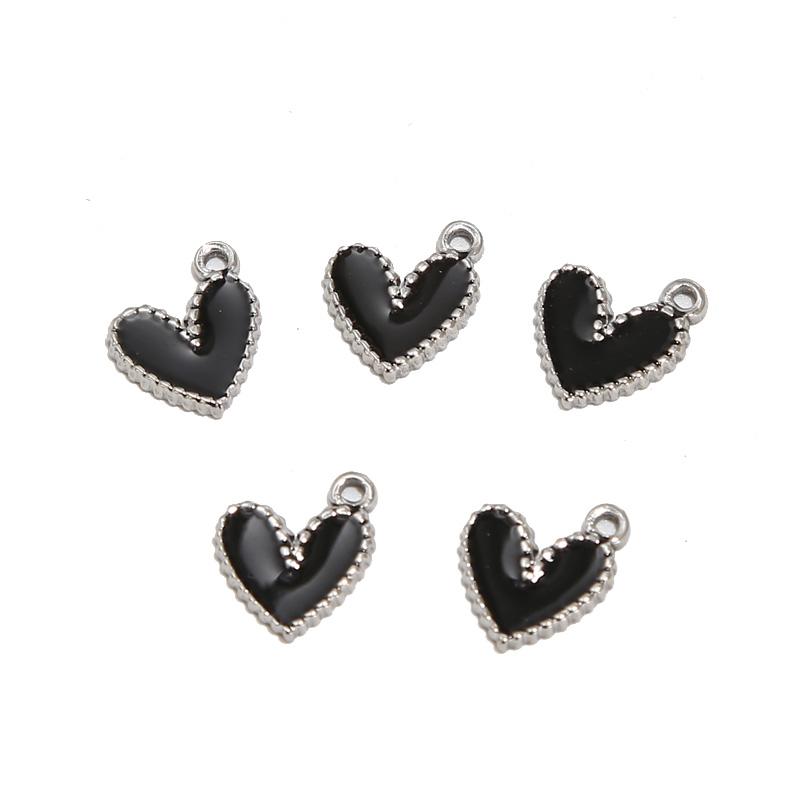 10pcs Gold Plated 10*12mm Stainless Steel Charm Enamel Heart Pendants Mixed Accessories For DIY Necklaces Making Findings