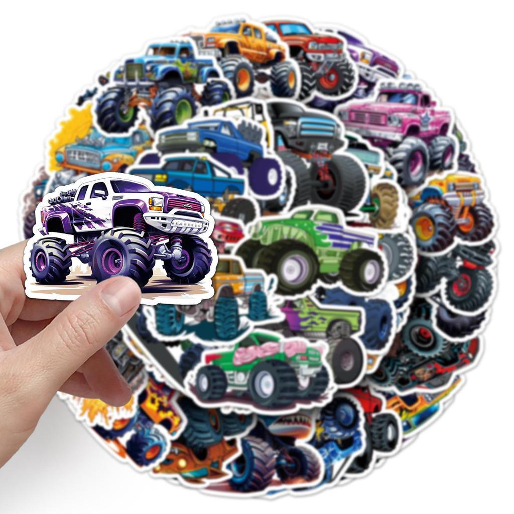 100 Monster Truck Stickers - Trendy Big Foot Car Series, Waterproof for Helmets, Suitcases, Diaries & DIY