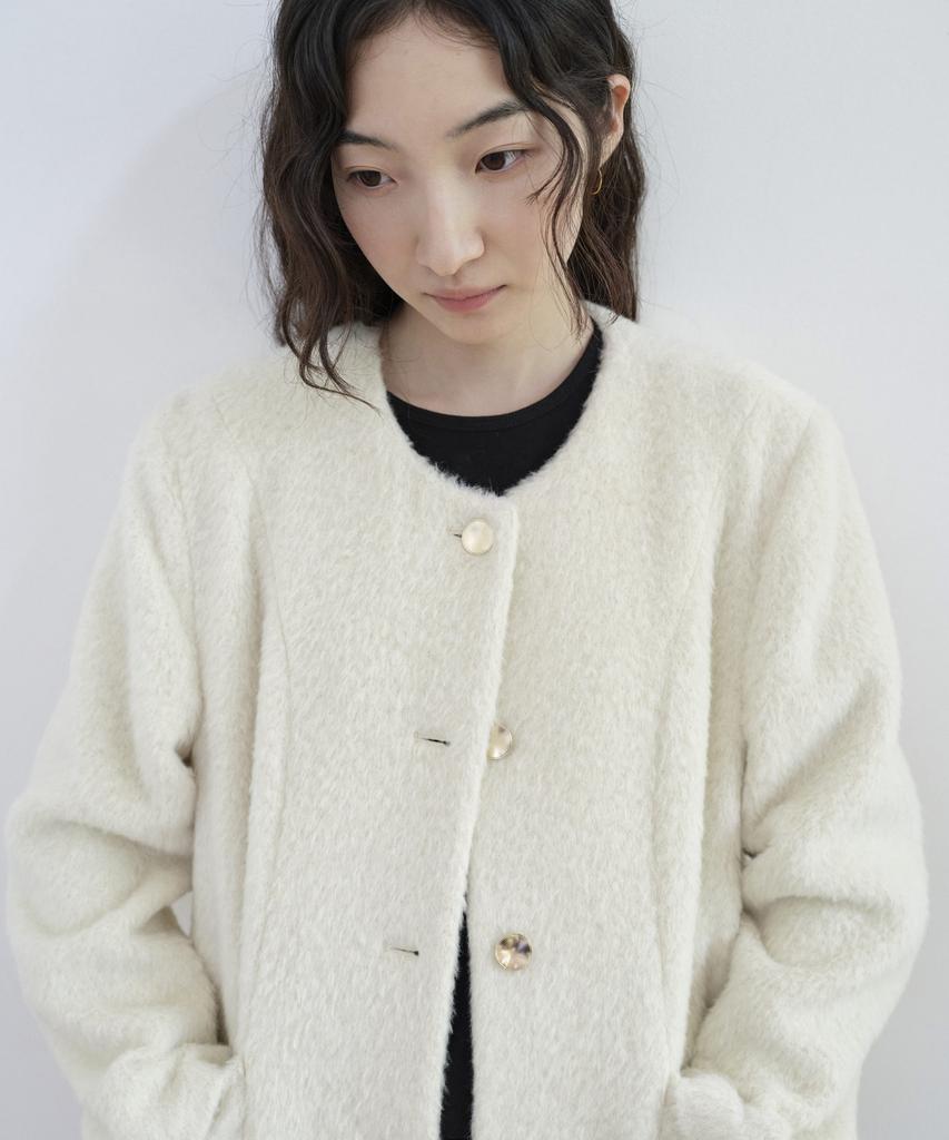 STEP AROUND Suri Arpaca Round Mid Jacket_Ivory