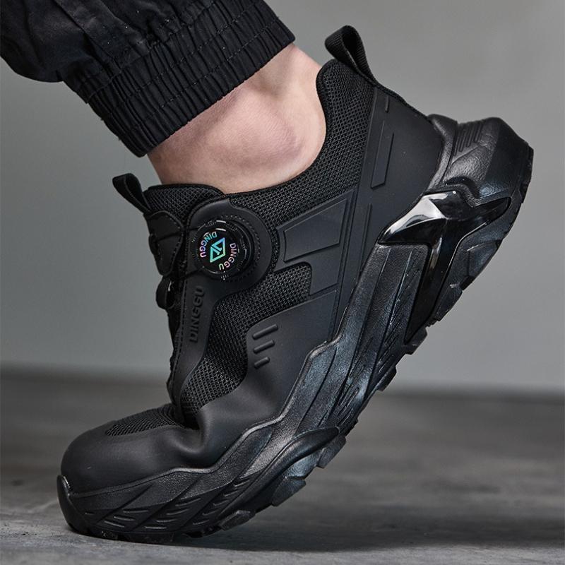 Pantofi de protecție impermeabili pentru bărbați, adidași cu bombeu de oțel, cataramă rotativă, rezistenți la perforare, cizme de lucru de siguranță pentru bărbați, pantofi de lucru cu pernă de aer pentru bărbați