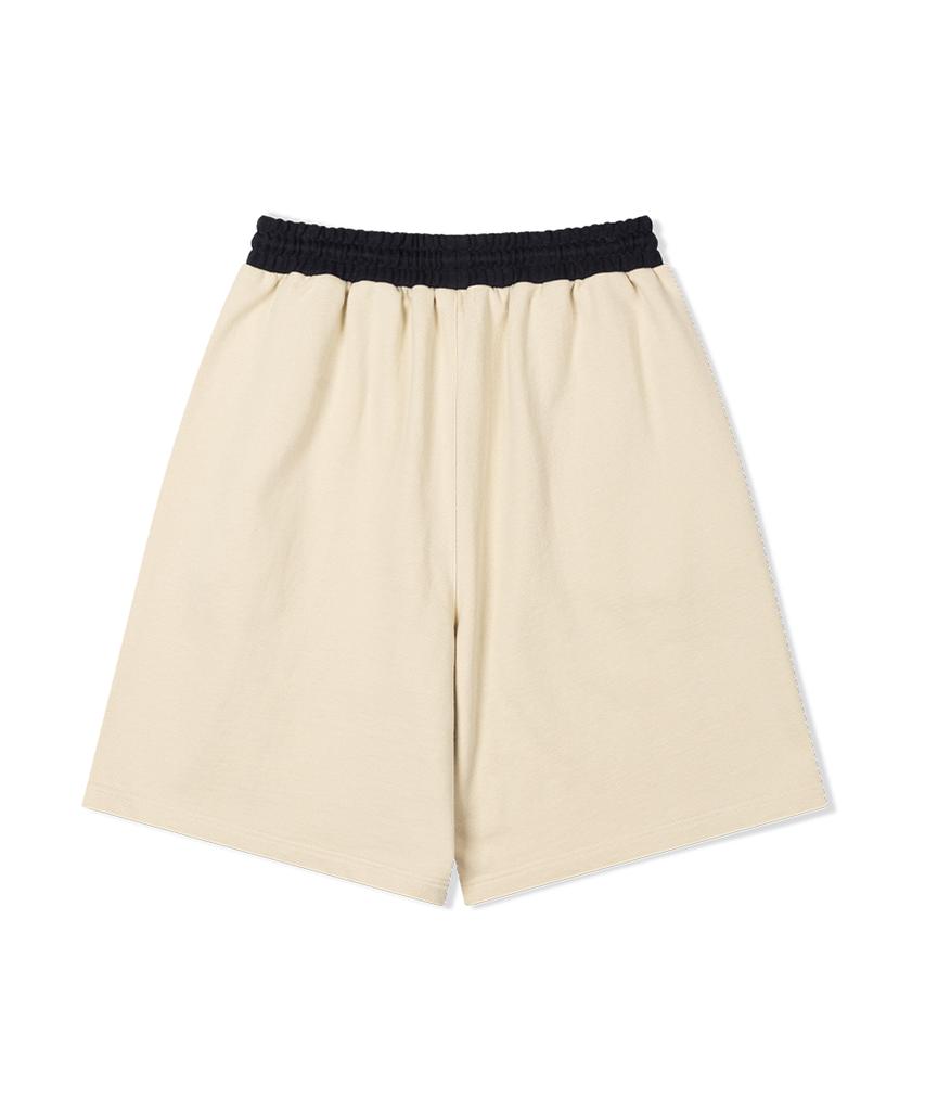 Palet Color Block Sweat Shorts Beige