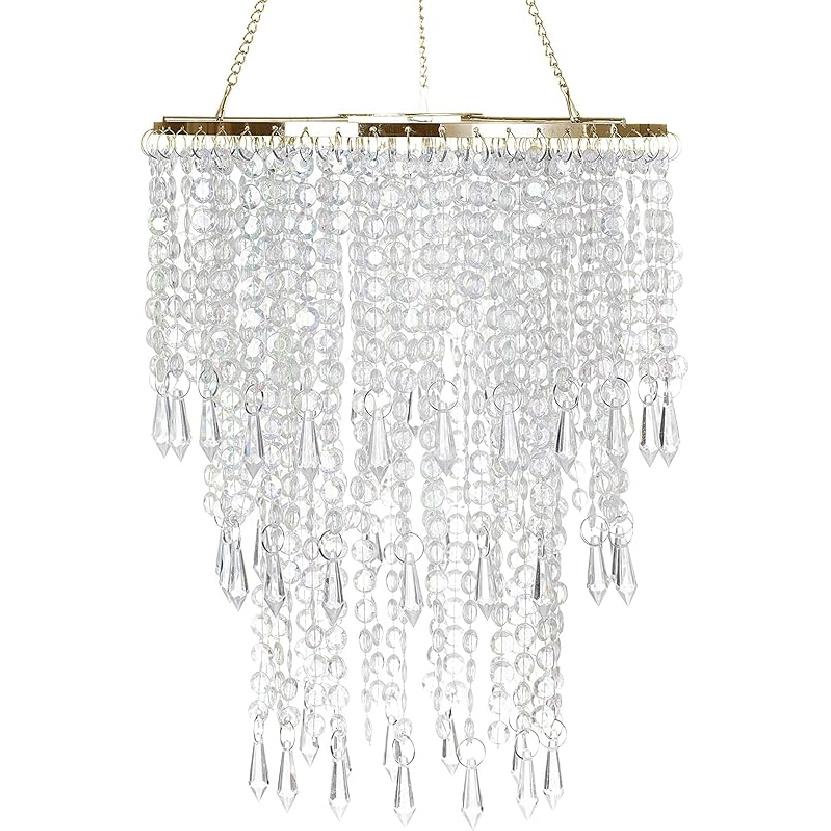 Sparkling Iridescent Beaded Chandeliers 8.6 inches Diameter for Wedding Centerpiece Living Room Bedroom Event Party