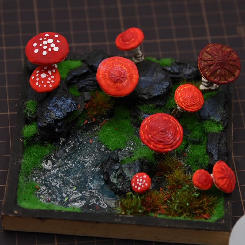 2Pcs/Set Mini Mushroom Silicone Mold Ultra-Light Clay Resin Clay Diy Soft Pottery Miniature Mushroom Quick Modeling Tool